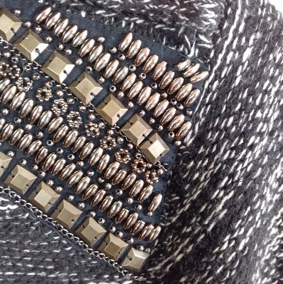 Dex zip up sacket with beaded shoulder detail black & gray Large - Picture 6 of 8